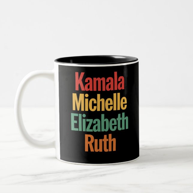 Caneca De Café Em Dois Tons Kamala Michelle Elizabeth Ruth Política Feminista (Esquerda)