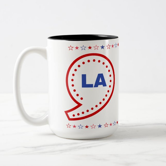 Caneca De Café Em Dois Tons Kamala, Vírgula La, 2024 Patriótico (Esquerda)