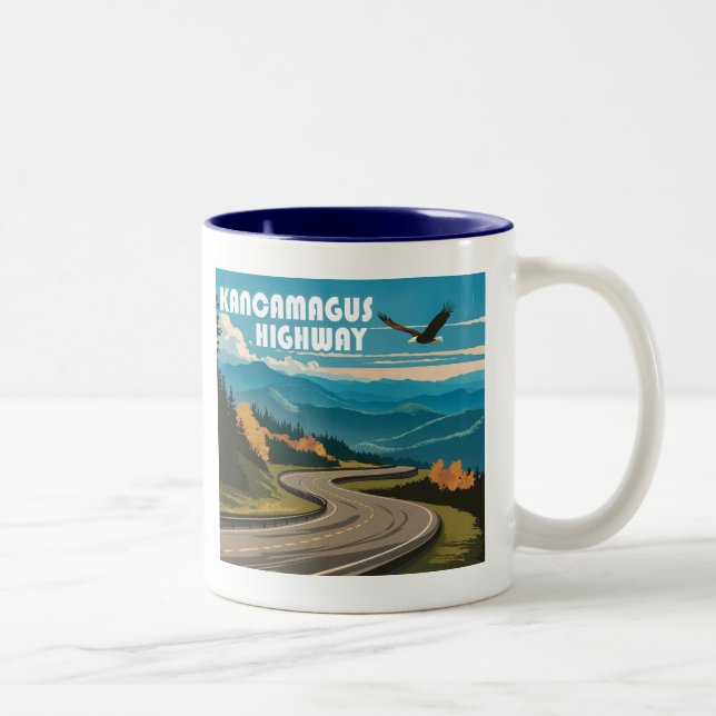 Caneca De Café Em Dois Tons Kancamagus Highway New Hampshire Eagle (Direita)