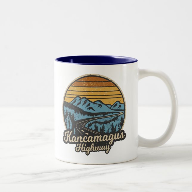 Caneca De Café Em Dois Tons Kancamagus Highway New Hampshire Retro (Direita)