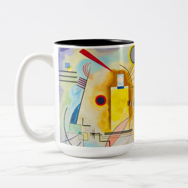 Caneca De Café Em Dois Tons Kandinsky amarelo-vermelho-azul (Esquerda)