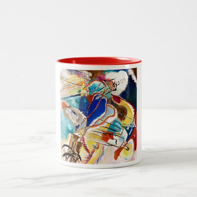 Caneca De Café Em Dois Tons Kandinsky Modern Abstrato Pintura (Centro)