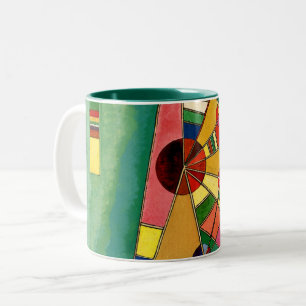 Caneca De Café Em Dois Tons Kandinsky - Mug de triângulo multicolorido