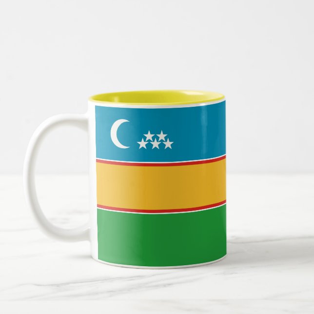 Caneca De Café Em Dois Tons Karakalpakstan Flag (Esquerda)