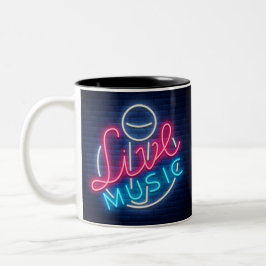 Caneca De Café Em Dois Tons Karaoke Neon Lighting Texto Curvo De Arte