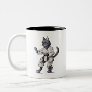 Caneca De Café Em Dois Tons Karate Cat Stance Mug