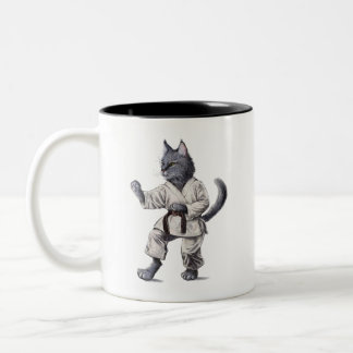 Caneca De Café Em Dois Tons Karate Cat Stance Mug