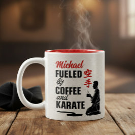 Caneca De Café Em Dois Tons Karate - fueled by coffee and karate.