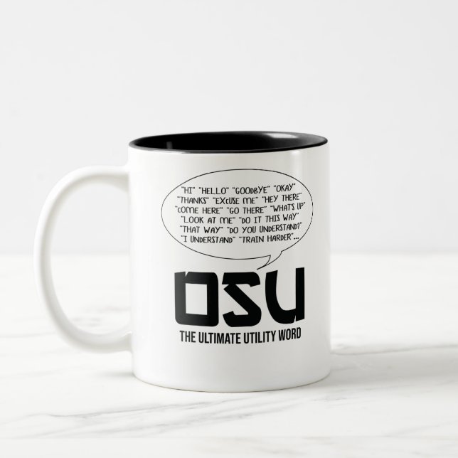 Caneca De Café Em Dois Tons Karate Osu Shotokan Kata Ultimate Utility Word (Esquerda)