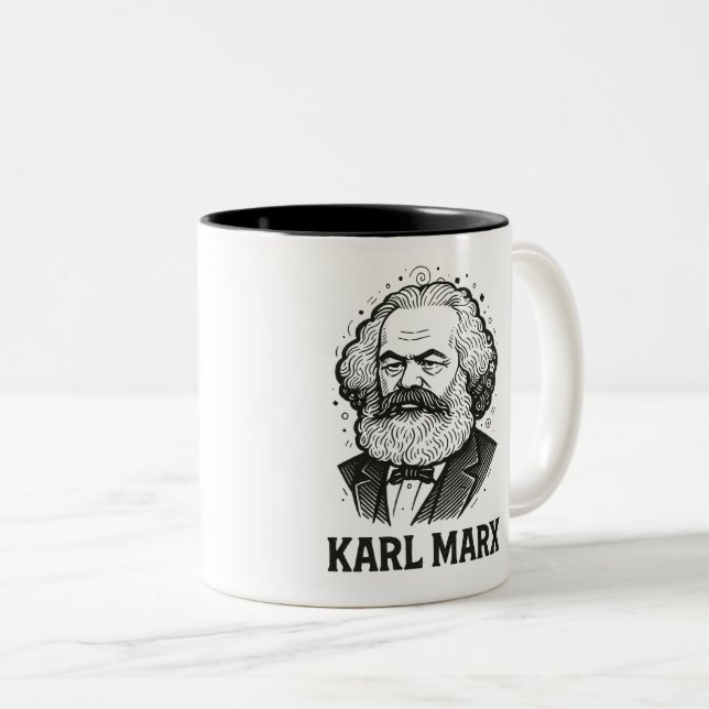 Caneca De Café Em Dois Tons Karl Marx Portrait design (Frente Esquerda)