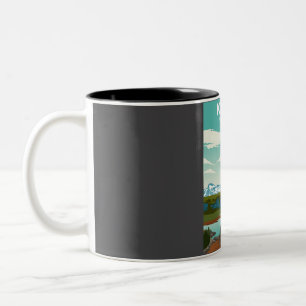 Caneca De Café Em Dois Tons Katmai National Park Vintage retro poster de viage
