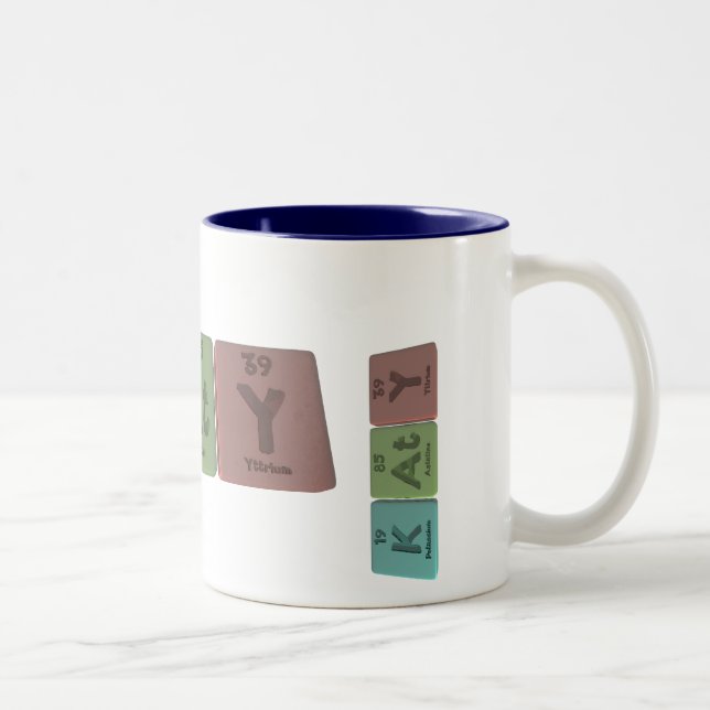 Caneca De Café Em Dois Tons Katy como o ítrio do Astatine do potássio (Direita)