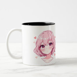Caneca De Café Em Dois Tons Kawaii Anime Girl Valentine Sweatshirt
