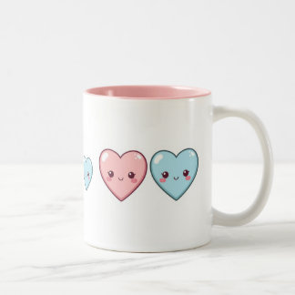 Caneca De Café Em Dois Tons "Kawaii Love Hearts Mug - Cute Pastel Cup"