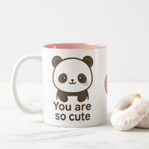 Caneca De Café Em Dois Tons Kawaii Panda - Você É Tão Bonita