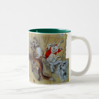 Caneca De Café Em Dois Tons kawanabe kyosai, Tanuki and monster cat