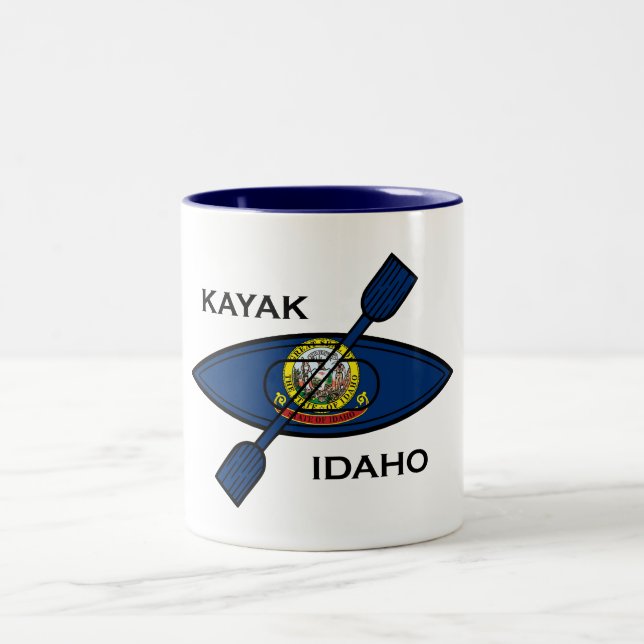 Caneca De Café Em Dois Tons Kayak Idaho Flag (Centro)