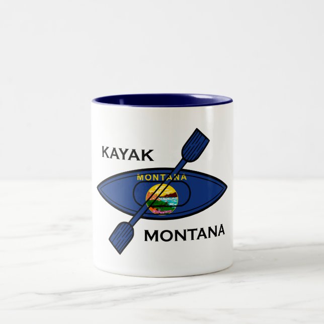 Caneca De Café Em Dois Tons Kayak Montana Flag (Centro)