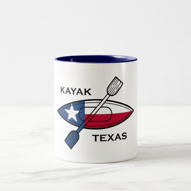Caneca De Café Em Dois Tons Kayak Texas Flag (Centro)