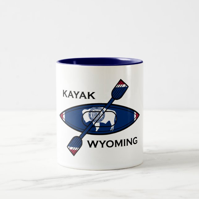 Caneca De Café Em Dois Tons Kayak Wyoming Flag (Centro)