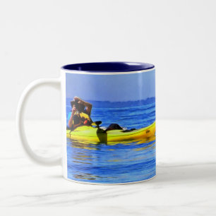 Caneca De Café Em Dois Tons Kayaker e Puffin Tufado no Noroeste do Pacífico