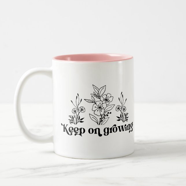 Caneca De Café Em Dois Tons Keep on Growing Motivational Plant Lover (Esquerda)
