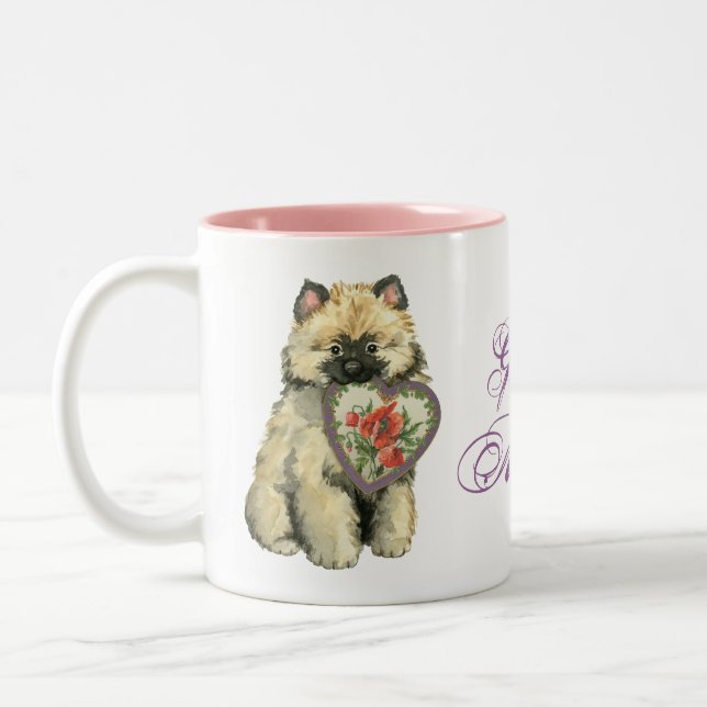 Caneca De Café Em Dois Tons Keeshond Heart Mãe (Esquerda)