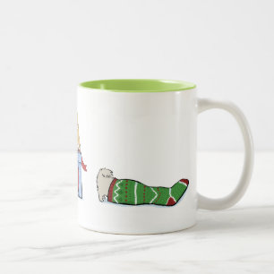 Caneca De Café Em Dois Tons Keeshond Puppies Natal Feriado de Keesie Cute