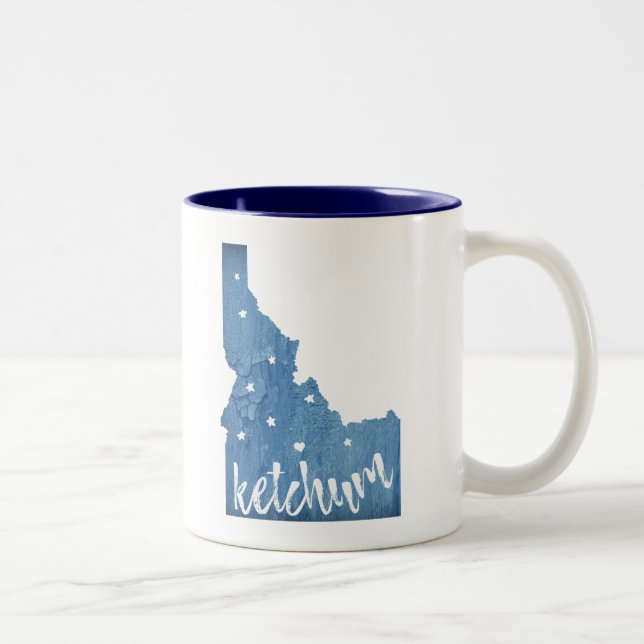 Caneca De Café Em Dois Tons Ketchum Idaho Wood Grain (Direita)