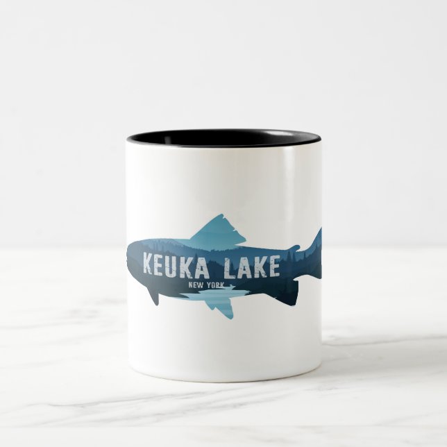 Caneca De Café Em Dois Tons Keuka Lake New York Fish (Centro)