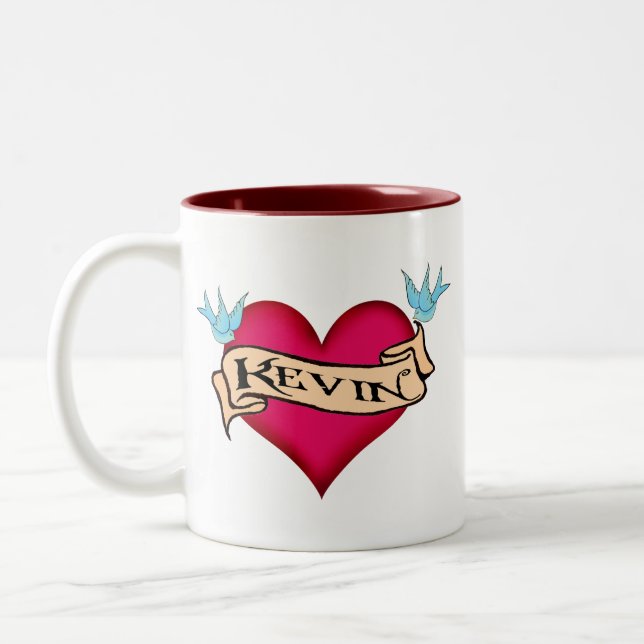 Caneca De Café Em Dois Tons Kevin - t-shirt & presentes feitos sob encomenda (Esquerda)