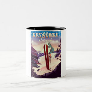 Caneca De Café Em Dois Tons Keystone, poster do estilo de colheita de Colorado