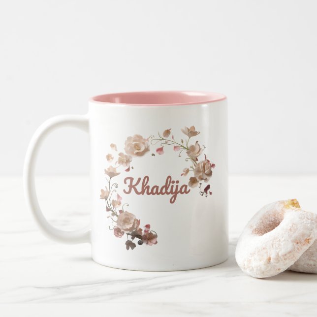 Caneca De Café Em Dois Tons Khadija Floral Mug (Com Donut)