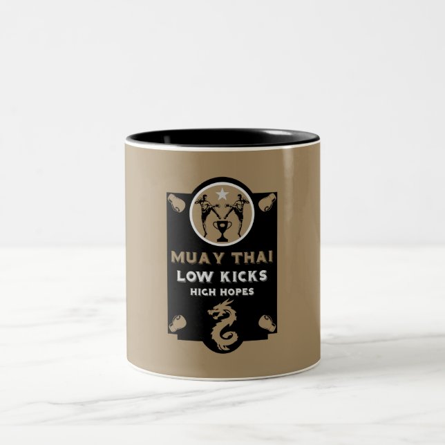 Caneca De Café Em Dois Tons Kickboxer Muay Thai Esporte (Centro)