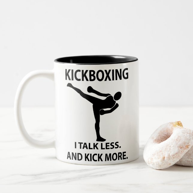 Caneca De Café Em Dois Tons Kickboxing Boxer Martial Arts Kickboxing (Com Donut)