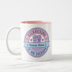 Caneca De Café Em Dois Tons Kickboxing É Minha Terapia Nome Personalizado 