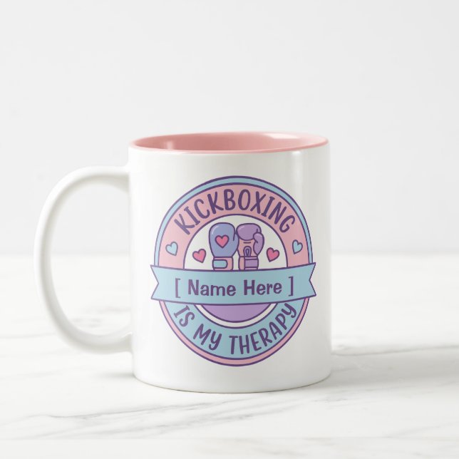 Caneca De Café Em Dois Tons Kickboxing Is My Therapy Personalized Name  (Esquerda)