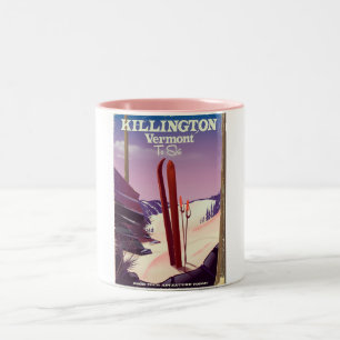 Caneca De Café Em Dois Tons Killington, Vermont Ski viagem impressão.