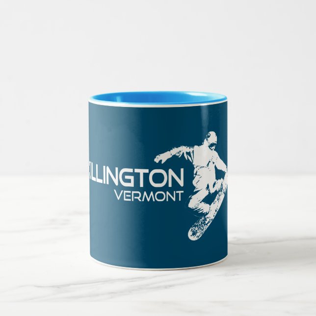 Caneca De Café Em Dois Tons Killington Vermont Snowboarder (Centro)