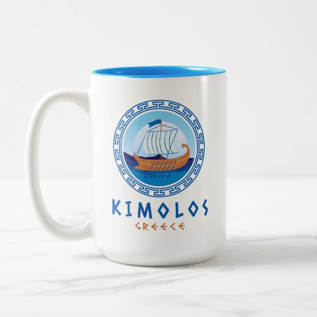 Caneca De Café Em Dois Tons Kimolos, Grécia de navio grego Design (Esquerda)