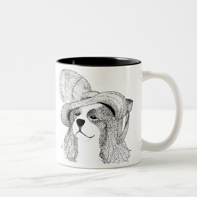 Caneca De Café Em Dois Tons King Charles e Rico Hat (Direita)
