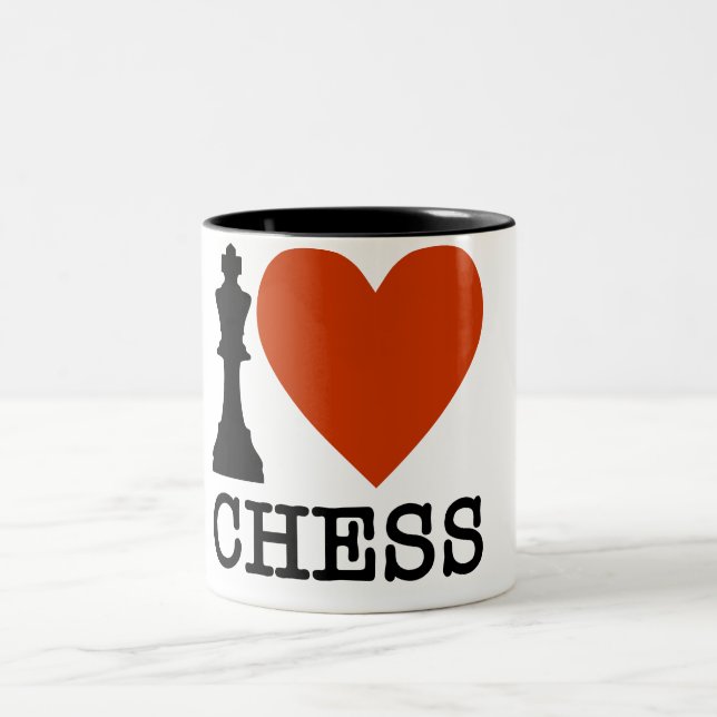 Caneca De Café Em Dois Tons King Chess Piece I Heart Chess Coffee Mug (Centro)