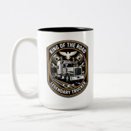 Caneca De Café Em Dois Tons King of the Road Legendary Trucker Retro Badge
