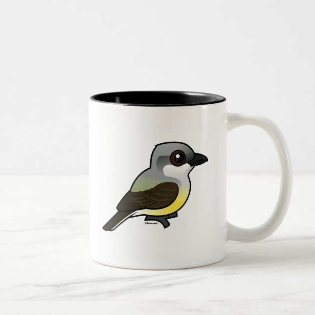 Caneca De Café Em Dois Tons Kingbird ocidental de Birdorable (Direita)