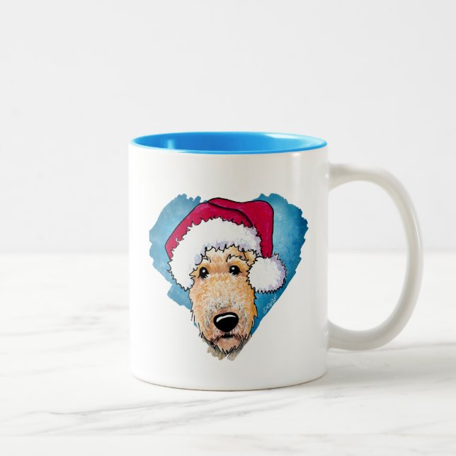Caneca De Café Em Dois Tons KiniArt Airedale Café Mug (Direita)