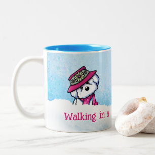Caneca De Café Em Dois Tons KiniArt Bichon Frise de Inverno