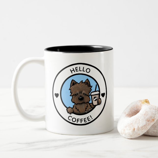 Caneca De Café Em Dois Tons KiniArt Cairn Terrier Coffee Mug (Com Donut)