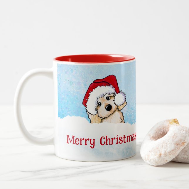 Caneca De Café Em Dois Tons KiniArt Cavapoo Natal (Com Donut)