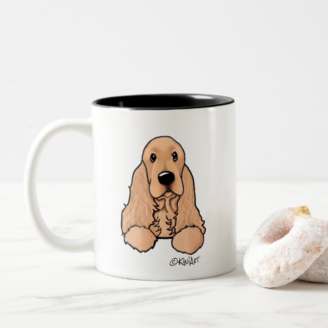 Caneca De Café Em Dois Tons KiniArt Cocker Spaniel Mug (Com Donut)