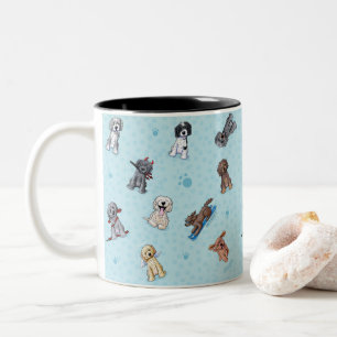 Caneca De Café Em Dois Tons KiniArt Doodlemoji Goldendoodle